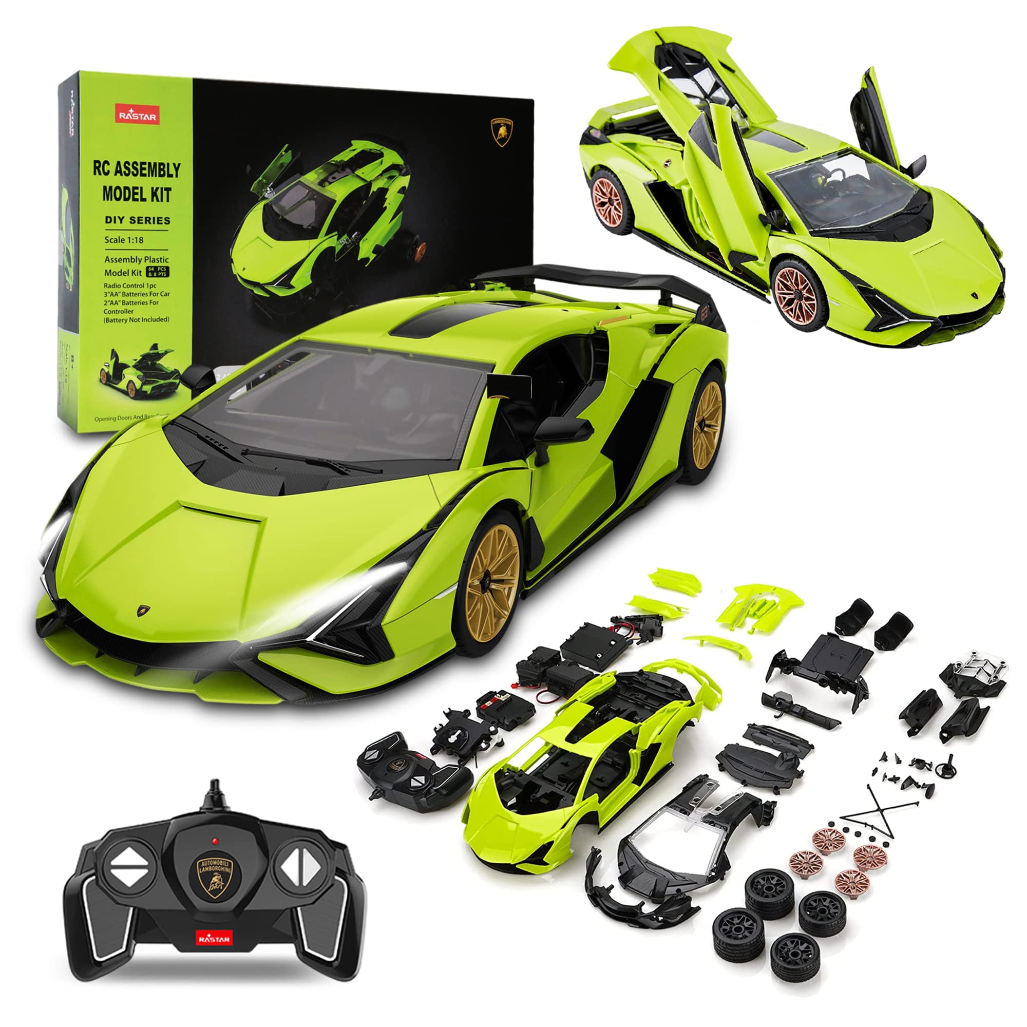 Malawi Kloppen Farmacologie ZMZ Lamborghini RC Car 1/18 Scale 2.4GHz Remote Control Car Electric Sport  Race Car 72Pcs Building Kit Model Vehicle Toy - Walmart.com