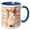 Blue/White, variant on 3drose, Cute and Sassy Llama with Floral Accents Illustration, 11oz Two-tone Black Mug