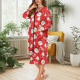 thumbnail image 5 of Yuyamidu HO-HO-HO Long Sleeve Robe for Women Christmas Casual Round Neck Robes Santa Zippered Bathrobe Red Mid-Calf Length Nightgowns Size 4XL Xmas Tree Dressing Gown, 5 of 7