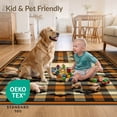 thumbnail image 4 of ODIKA 5'x7' Ultra-Soft Area Rug, Halloween Bat Welcome Spooky Checkered Plaid Front Door Border None Washable, Bare feet friendly, Silk-Touch for Bedroom Home office, 4 of 7