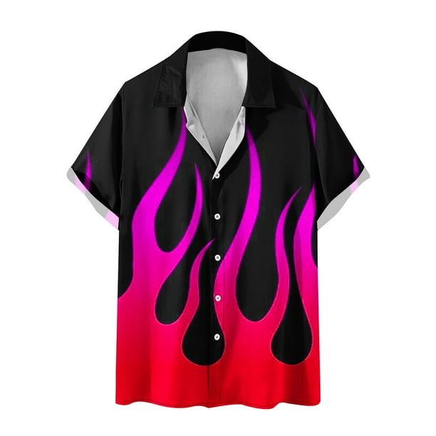 Camisas de Manga Larga para Hombres Blusa Cómoda de Cuello de Impresión, Camisa Casual de Poliéster para Uso Diario, de Fiesta Y de Primavera de Verano