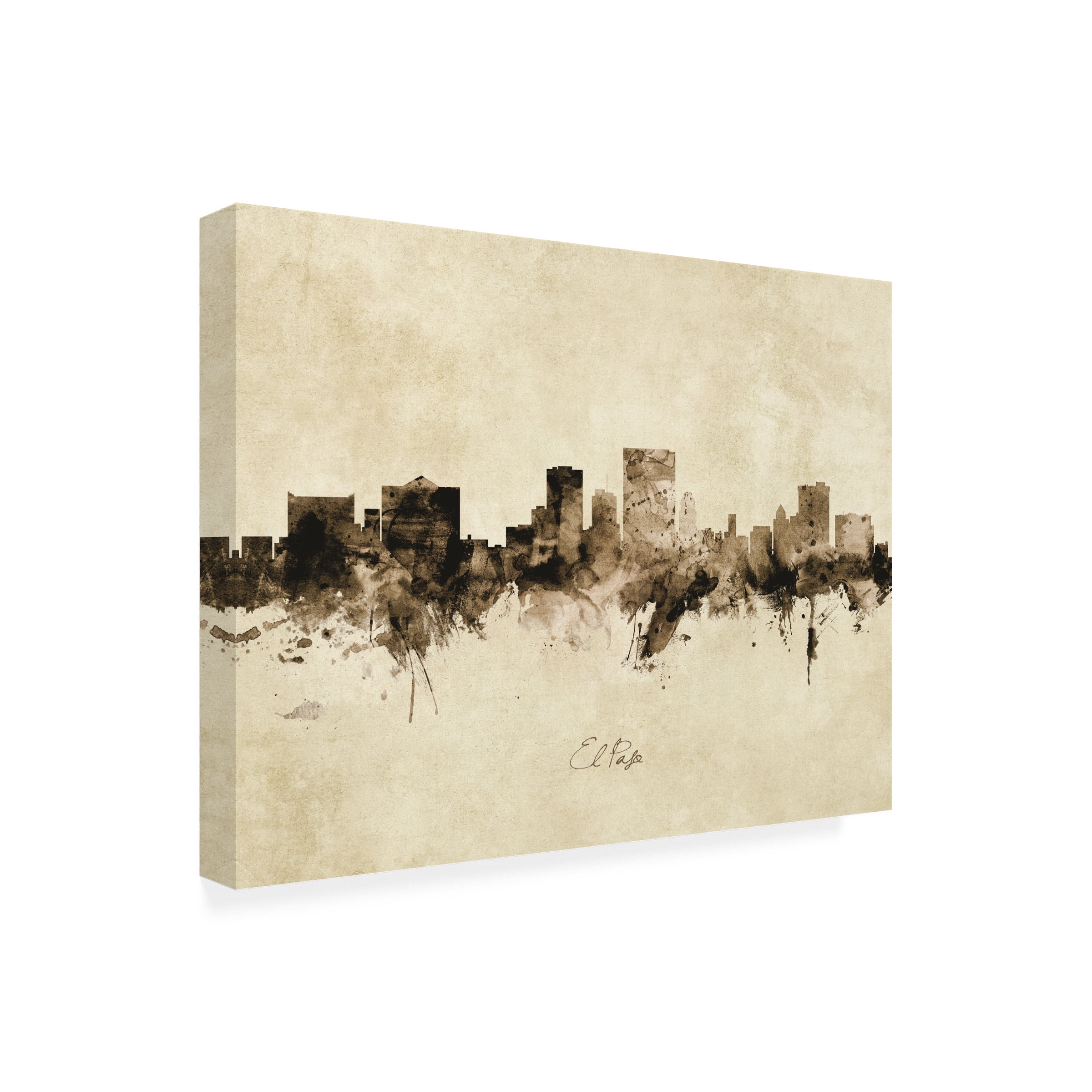 Michael Tompsett 'El Paso Texas Skyline Vintage' Canvas Art