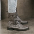 thumbnail image 6 of Chenyee Womenâs Combat Boots Lace Up Mid Calf Low Heel Platform Lug Sole Motocycle Booties, 6 of 7