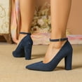 thumbnail image 6 of Women's Pointed Toe High Heels Pump Shoes Suede Closed Toe Ankle Strap Wedding Evening Party Dress Shoes, 6 of 9