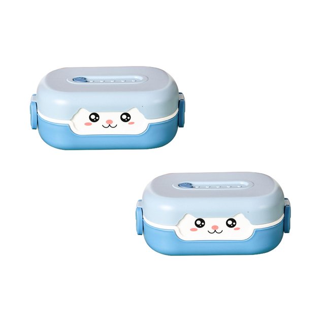 Oleegame 2PC Stainless Steel Cutlery Set Cute Cute Lunch Box For Students To Eat Lunch Box Portable Girl Fruit Light Food Lunch Box