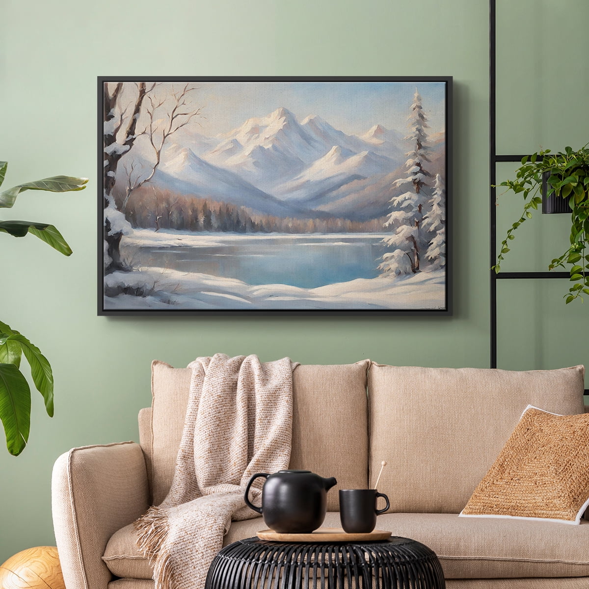 Vintage Landscape-CCV By Wexford Home Framed in Black Wood Gallery Wrapped Canvas 17 in. x 25 in.
