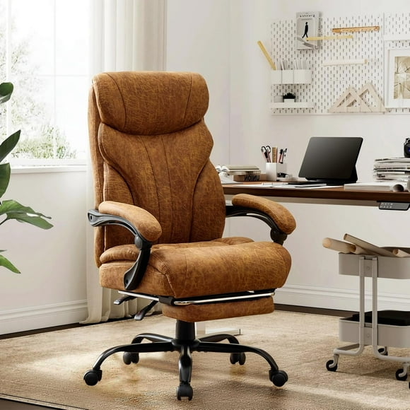 BeesClover Chaise de Bureau Grande et Haute avec Accoudoirs Rabattables, Capacité de 500LBS Chaise de Jeu Ergonomique Grand, Inclinaison de 100-118° Chaise Exécutive en Cuir pour Ordinateur, Hauteur Réglable