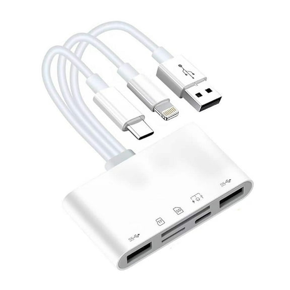 Afoxsos 5 in 1-Universal Memory Card Reader SD/TF Card/USB Adapters Support SD/Micro SD/SDHC/SDXC/MMC Memory Cards Plug and Play