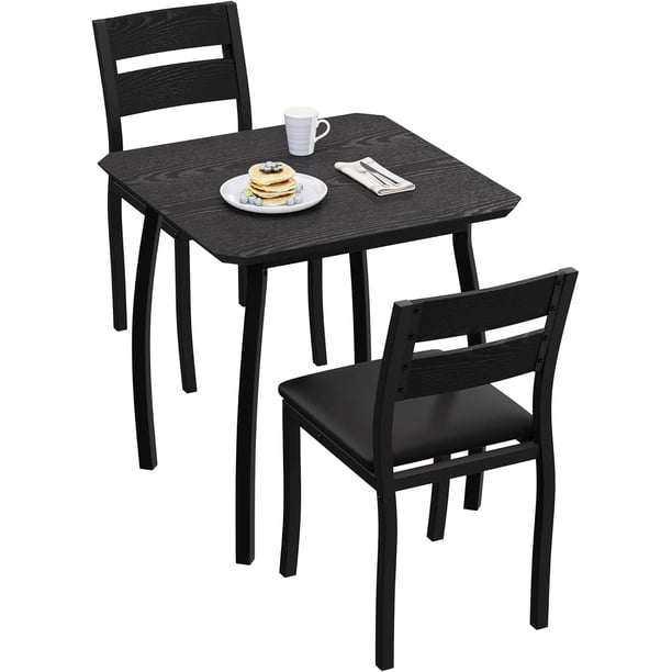 23-piece square dining mesa set - estilo rural compact kitchen mesa con 2 forrado sillas y metal frame, perfect para small spaces in kitchens y dining rooms (negra)