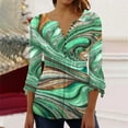 thumbnail image 2 of IROINNID On Sale Plus Size Shirts for Women Crew Neck Long Sleeve Comfortable Trumpet Printed Buttoned Basic Ruched Tops Pleated Blouses,Green, 2 of 6