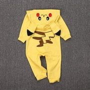 Risewill Pikachu Newborn Baby Rompers Long Sleeve Cartoon Jumpsuit Baby Clothing Size 0-24 Months