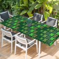 thumbnail image 2 of Saint Patrick's Day Table Cloths for 8 Foot Rectangle Tables, Country Green Plaid Shamrock Clovers Patio Waterproof Elastic Fitted Tablecloths, Washable Rectangular Table Cover for Camping, 2 of 8