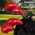 thumbnail image 4 of 12 unidades, juego de cubiertas de cabeza de golf de cuero de PU, apto para la mayoría de los clubes de hierro, rojo Afortunado Sencillez, 4 of 4