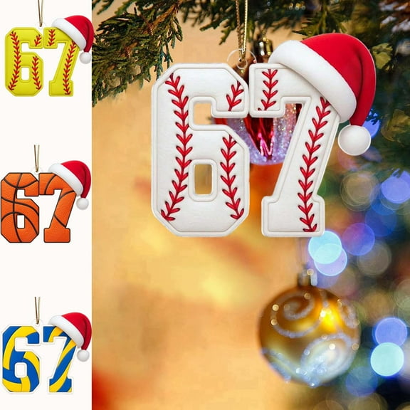 JLFNYA 67 Christmas Ornament, Volleyball-Themed Christmas Tree 67 Flat Acrylic Ornaments, Christmas Decoration, Christmas Tree Ornaments, Xmas Holiday Home Decor, Christmas Birthday Gifts