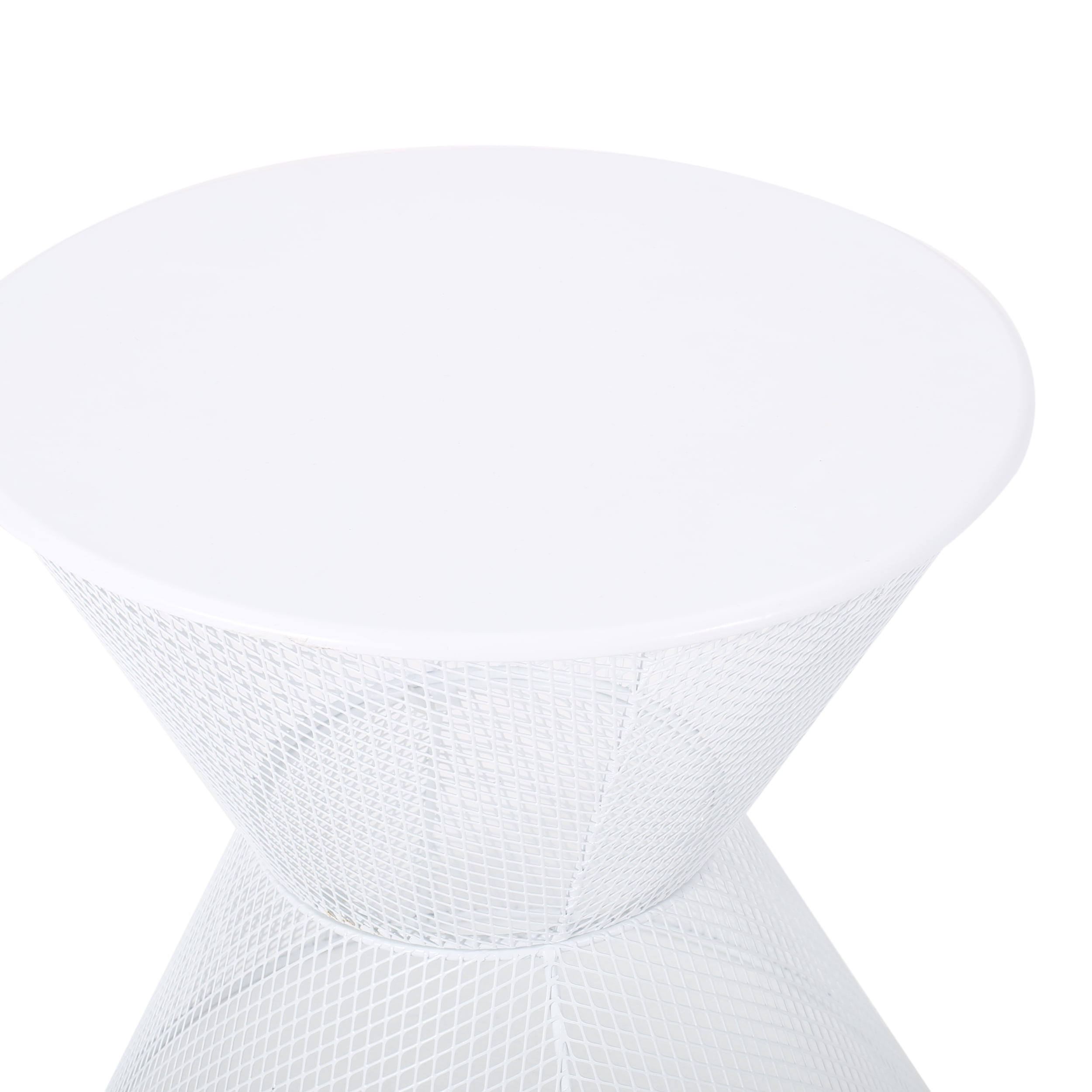 Saralee Outdoor Modern Iron Side Table, Matte White