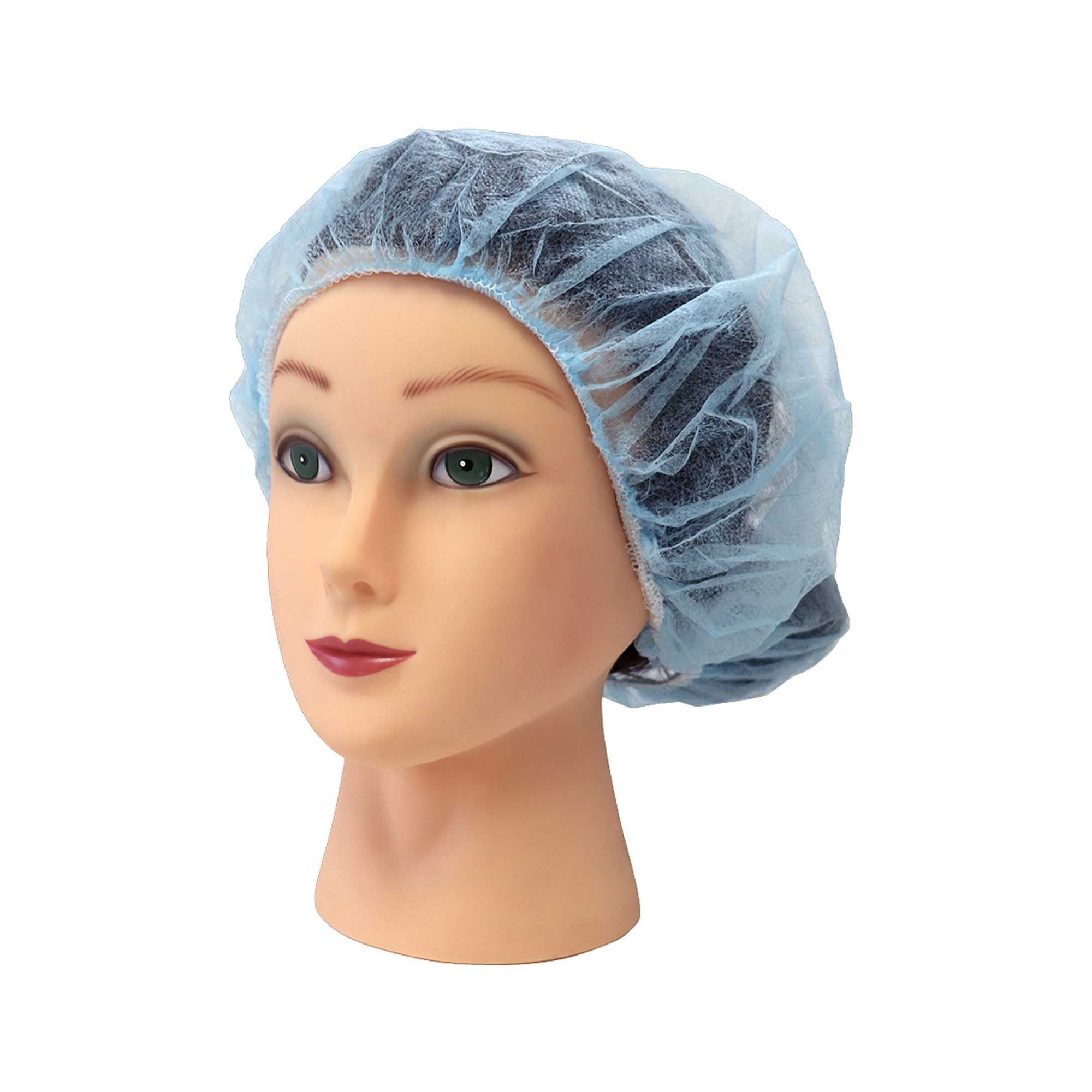 Disposable Hair Bouffant Cap, Blue, 18 