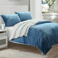 thumbnail image 7 of Chic Home Evie 2 Piece Blanket Set Soft Sherpa Lined Microplush Faux Mink with Sham, Twin XL Navy, 7 of 7