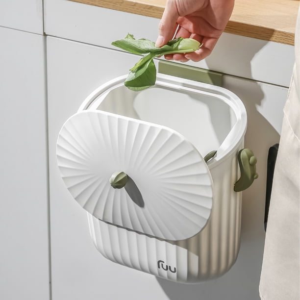 Xihbxyly Basurero de Pared con Tapa Deslizante de Doble Cara, Diseño Compacto, Control de Olores, Almacenamiento para Cocina y Baño, Instalación Sin Clavos, Capacidad de 8 L, Azul/Verde, 25 X 13 X 25
