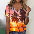 thumbnail image 3 of GA WEIHUA Deals 2024! Trpic Printed Tops for Women Button Down Hawaiian Shirts Hollow Out Short Sleeve Tees Summer V Neck Tshirt,Orange,XXL, 3 of 4