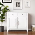 thumbnail image 2 of WyndenHall  Hampshire 40" Wide Solid Wood Traditional Entryway Storage Cabinet - 40"w x 15"d x 36" h 3 and 4 Legs White Painted,Lacquer, 2 of 5