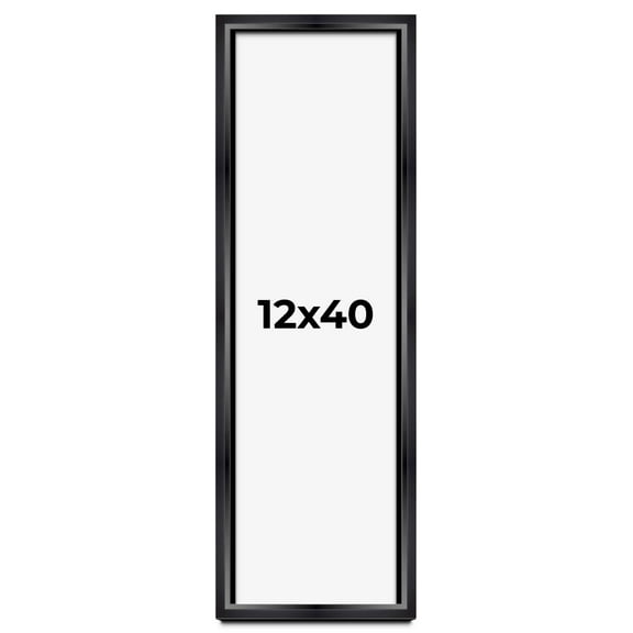 12x40 Shadow Box Frame Black | 1.25 inches Deep Real Wood Contemporary Shadowbox Display Frame | UV