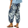thumbnail image 4 of Skksst Womens Cotton Linen Retro Floral Print Drawstring Harem Casual Pants, 4 of 4