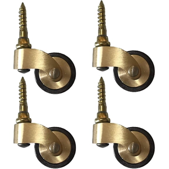 Solid Brass Furniture Casters, Old Style Rubber Swivel Wheels, Wheel Diameter 25mm, Load Capacity 15