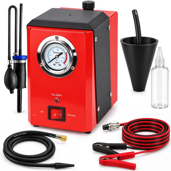 Automotive Smoke Machine, EVAP Vacuum Leak Detector, DC 12V Car Leak Machine with Pressure Gauge, Portable Leak Diagnostic Tester for Cars Motorcycles Trucks