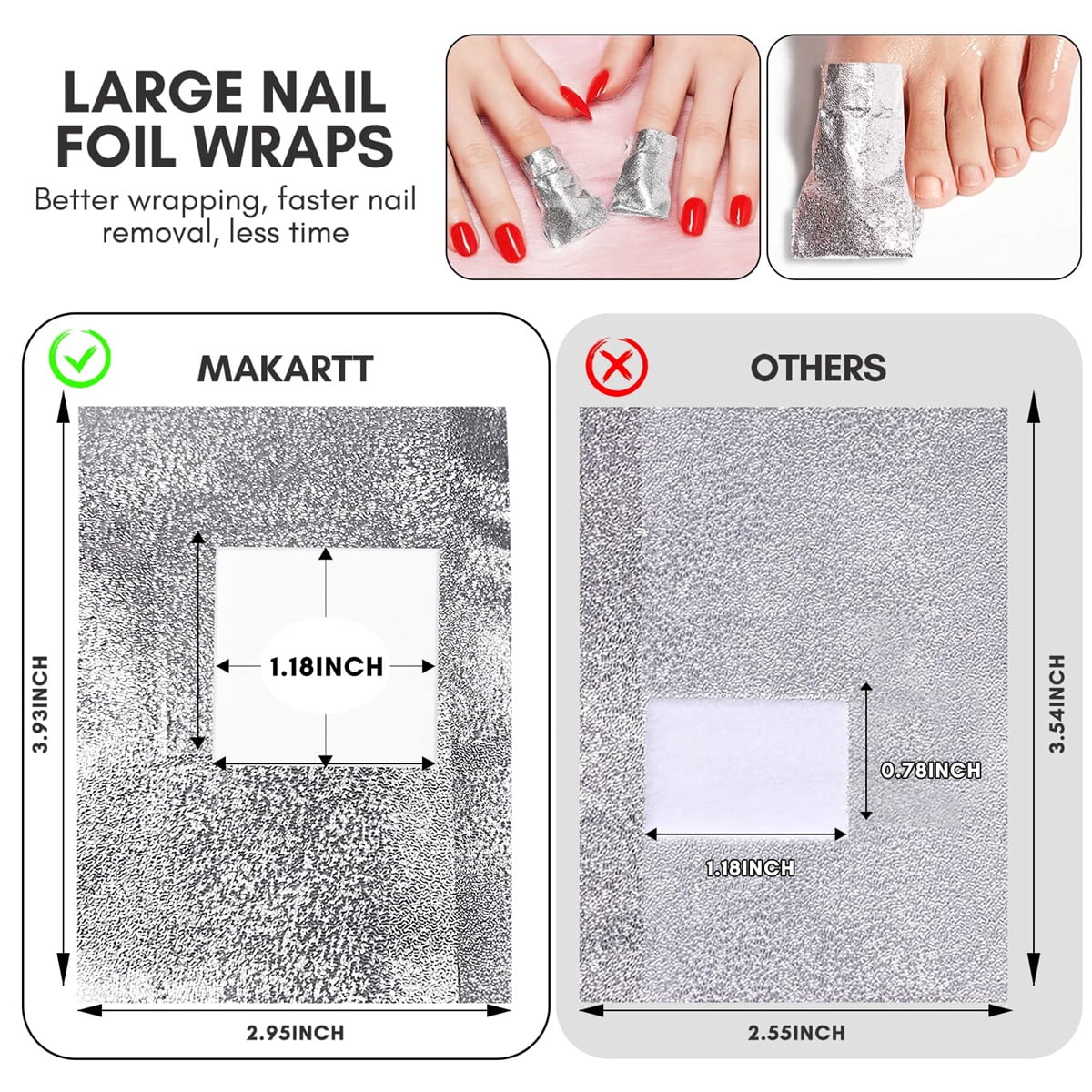 GIXUSIL 200Pieces Foil Nail Wraps, Finger Polish Wraps Removal Tool, Nail Polish Remover Soak-off Foil with Large Cotton Pad for Removal, Dip Powder, UV, Gel, Polish