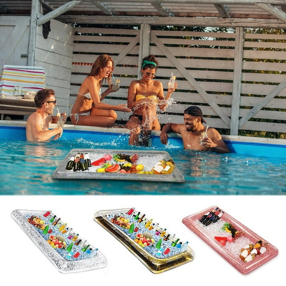 Clearance & Promo,Inflatable Ice Bucket Tray for Parties and Camping - Inflatable Water Bar for Summer Picnics and Outdoor Events, | Plastic, Gold,Silver,Pink-404 $BS$3
