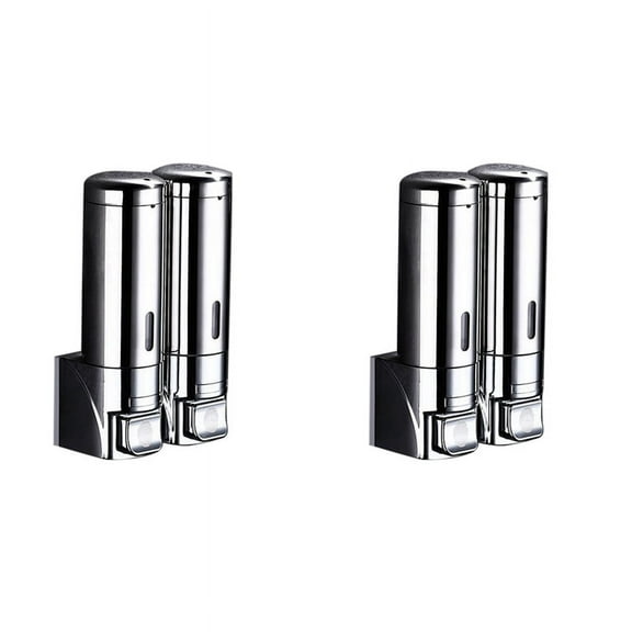 2pcs 2X300Ml Soap Dispenser Wall Wall-Mount Hotel Shampoo Lotion Liquid Soap Dispenser Stainless Steel