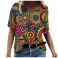 thumbnail image 1 of AMERTEER Mode Femmes Été T-Shirt Imprimé Manches Courtes Col Rond Tee Décontracté Hauts T-Shirt pour Femmes, 1 of 3
