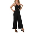 thumbnail image 2 of INSPIRE CHIC Summer Jumpsuit for Women's Casual Spaghetti Strap Cut Out Wide Leg Romper S Black, 2 of 6