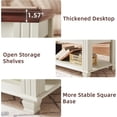 thumbnail image 4 of Leyaoyao Farmhouse Square Coffee Table with Open Shelf, Large Modern Rustic Brown Center Table, White, 4 of 9