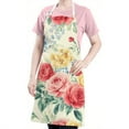 thumbnail image 5 of Pioneer Flower Floral Print Pattern Apron-Garden Aprons for Women with Pockets-Cotton Linen Waterproof Kitchen Cooking Gardening Aprons Adjustable for Kitchen,Cooking,BBQ and Salon 33x27 Inch, 5 of 7