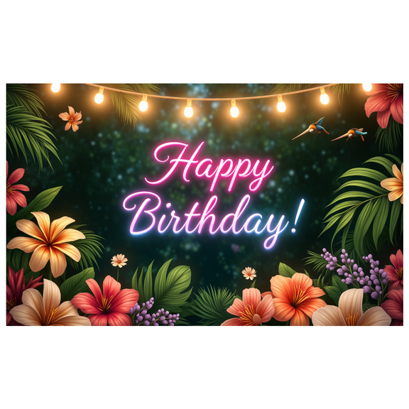 Floral Design Banner Tropical Pattern Decorative Lights Party Decoration for Birthday Celebration Indoor Party Event