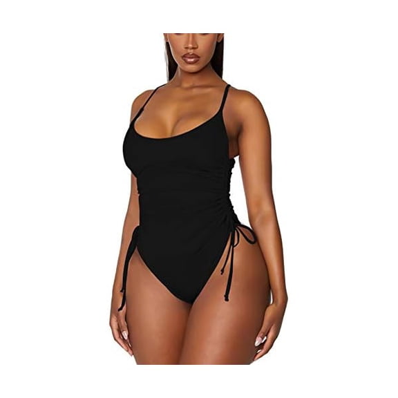 Women's Ruched High Cut One Piece Swimsuit Tummy Control Bathing Suit Monokini