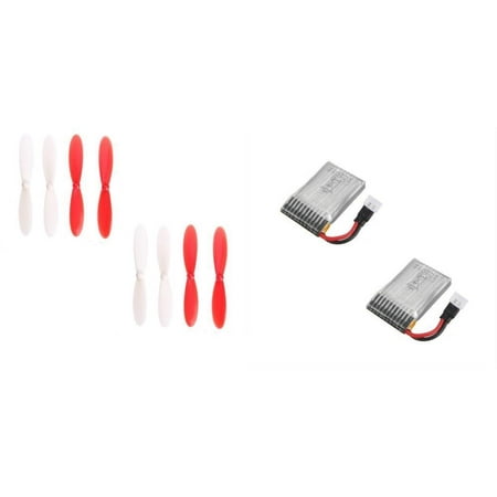 HobbyFlip 3.7v 240mAh LiPo Battery w/ 55mm Propellers Red/White Compatible with Hubsan X4 (Best Battery For Hubsan X4 H107l)