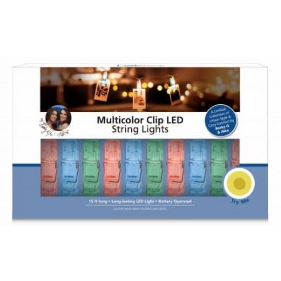 Mainstays Multicolor Clip LED String Lights, 15 ft