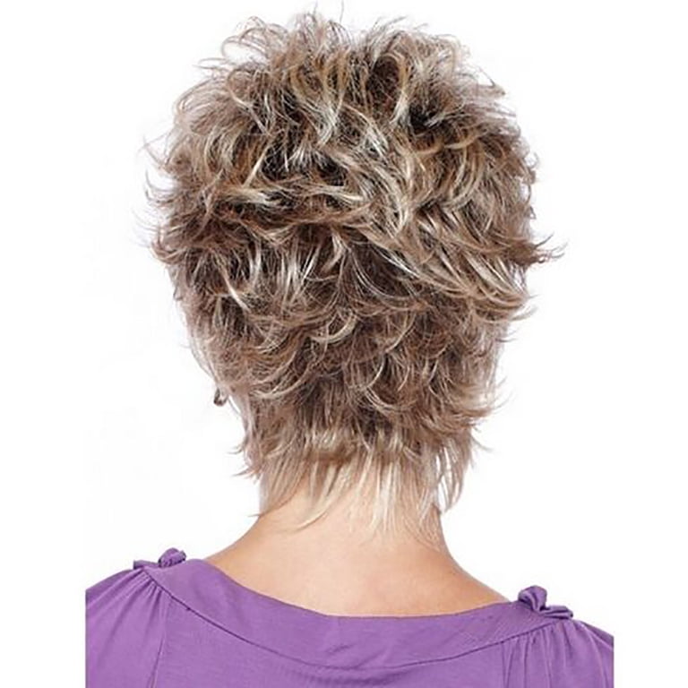 Adapan Short Blonde Pixie Cut Wigs with Bangs, Dark Roots  display picture 2