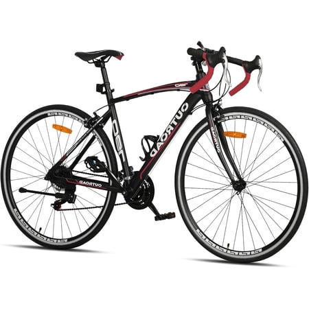Marknig Road Bike, 21 Speed 700C Wheel with Light Aluminum Alloy Frame Commuter Bicycle with Dual Disc/V Brakes for Men and Women, Red