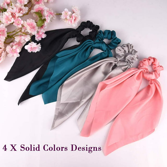 Hair Scrunchies HUOGUO Diademas elásticas de seda satinada, 6 unidades