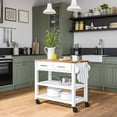thumbnail image 3 of Seville Classics Acacia Wood Top Work Table Island Cart, White, 38.6" W x 18.5" D, 3 of 13