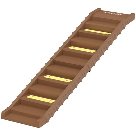 PawHut Dog Stairs for Car Truck SUV, Foldable Dog Ramp for Large Medium Small Dogs, Brown