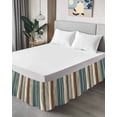 thumbnail image 3 of Stripes Texture Ruffle Bed Skirt California King Size Modern Art Blue Brown Line Adjustable Elastic Dust Bed Skirts Wrap Around Bedskirt Wrinkle Free Easy Fit with 16 Inch Drop, 3 of 8