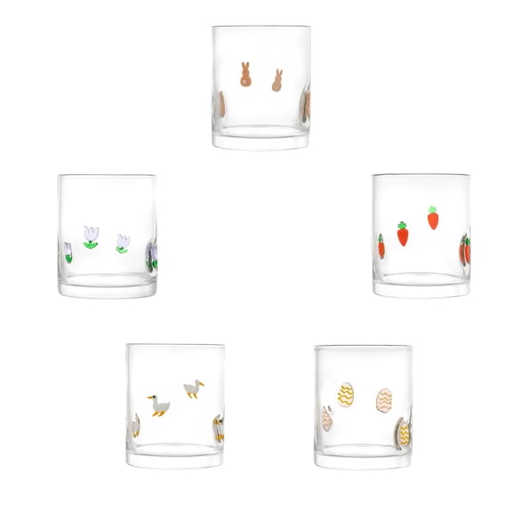 12-Ounce Easter Themed Glass Cup, Cute Easter Shape, Clear Drinking Glass, for Beverages Water Juice Coffee Milk Tea, Perfect for Easter Holiday Table Decor, Daily Home Use, 4.3*3.5in, A