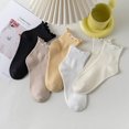 thumbnail image 2 of Calcetines para mujer, calcetines tobilleros informales con puños vueltos y volantes, calcetines con volantes de lechuga de algodón de punto fresco y transpirable, 6 pares, 2 of 5