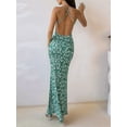 thumbnail image 5 of Women'S Summer Floral Maxi Dress Square Neck Mesh Ruched Bodycon Formal Wedding Guest Long Dresses Green M, 5 of 8
