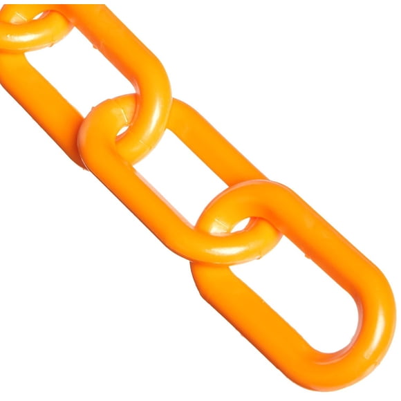 Mr. Chain Cadena de barrera de plástico de seguridad naranja, diámetro de eslabón de 2 pulgadas, longitud de 50 pies (50012-50)
