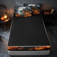 thumbnail image 4 of Homewish Halloween Pumpkin Zipper Queen Comforter Set with Fitted Sheet and 2 Pillowcases, Owl Ghost Castle Zipper Bedding Set, Dark Grey Orange, Black Reversible, 4 of 7